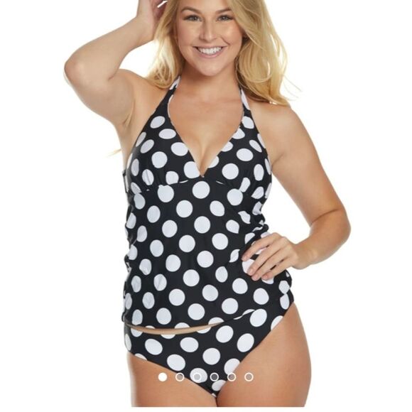 La Blanca Other - La blanca Dot Dot goose reversible halter tankini top